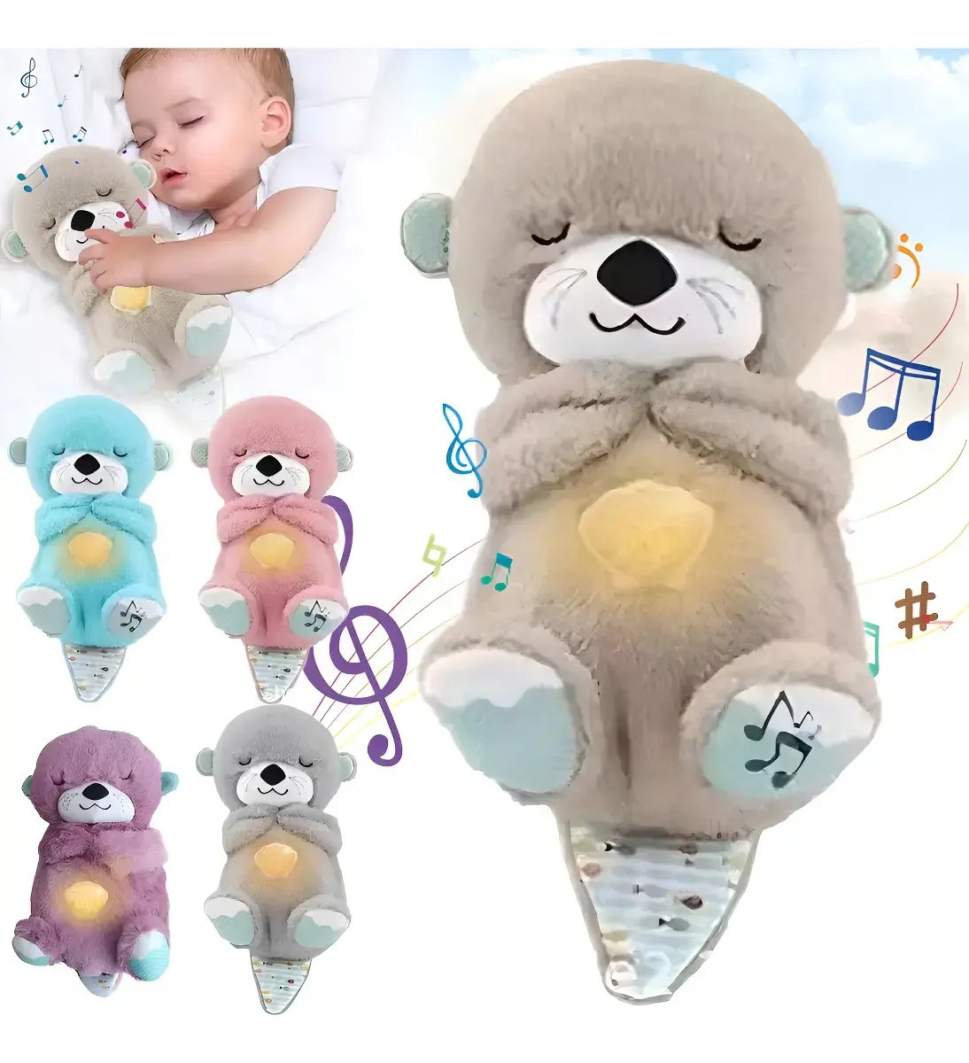 Peluche Nutria Que Respira y Tranquiliza de Titan Toys con Sonido y Movimiento Hipoalergénico