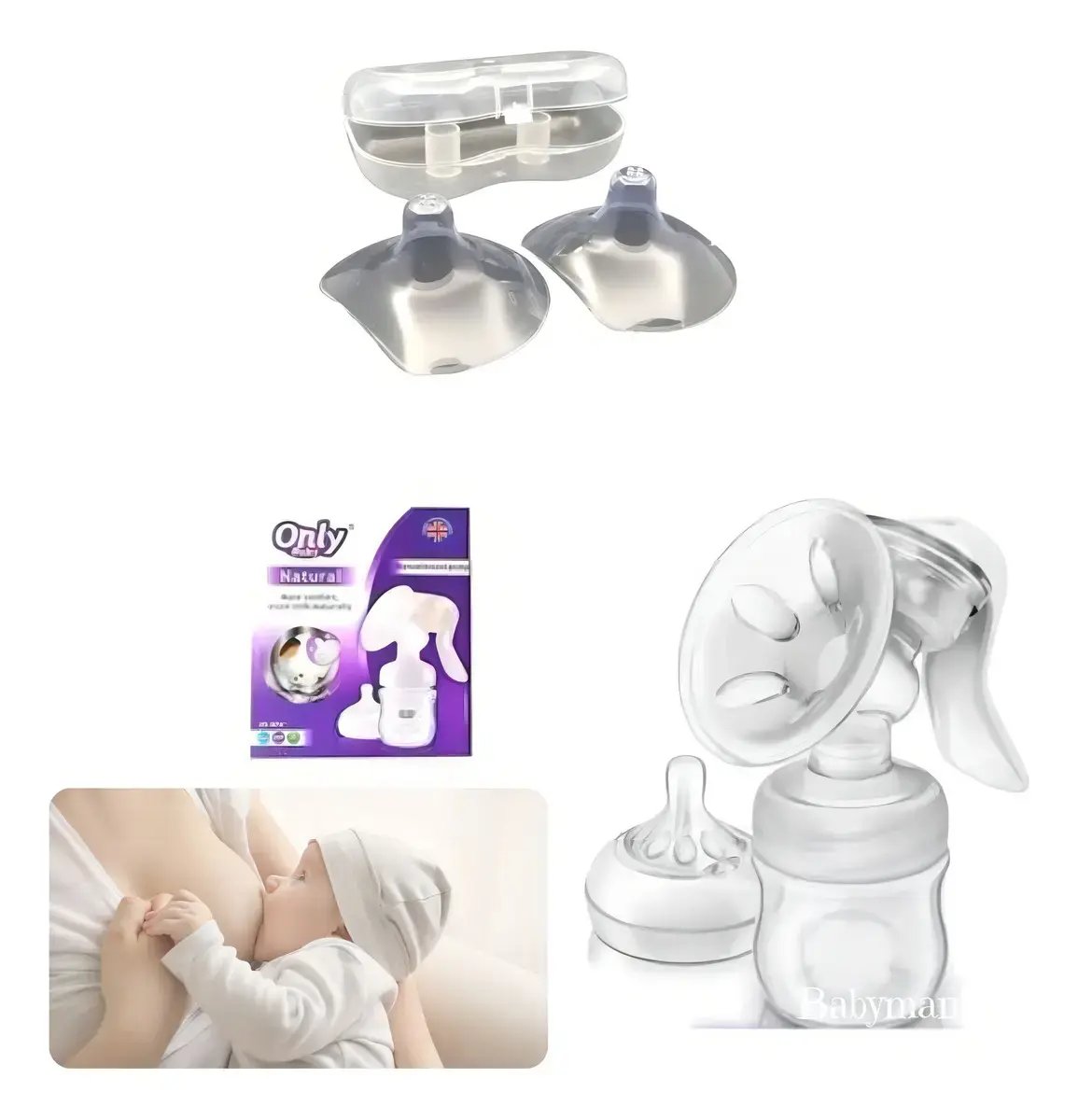 Extractor de Leche Manual BabyMania con Pezoneras y Mamadera BPA Libre