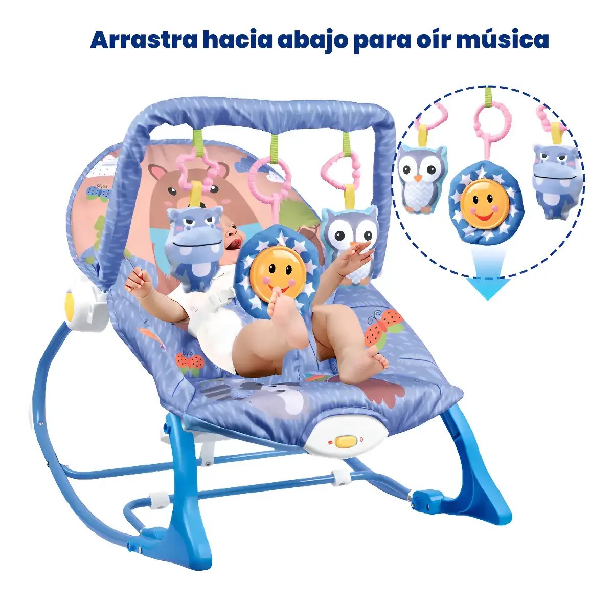 Silla Mecedora Para Bebés Con Música Y Vibración Color Celeste Animales