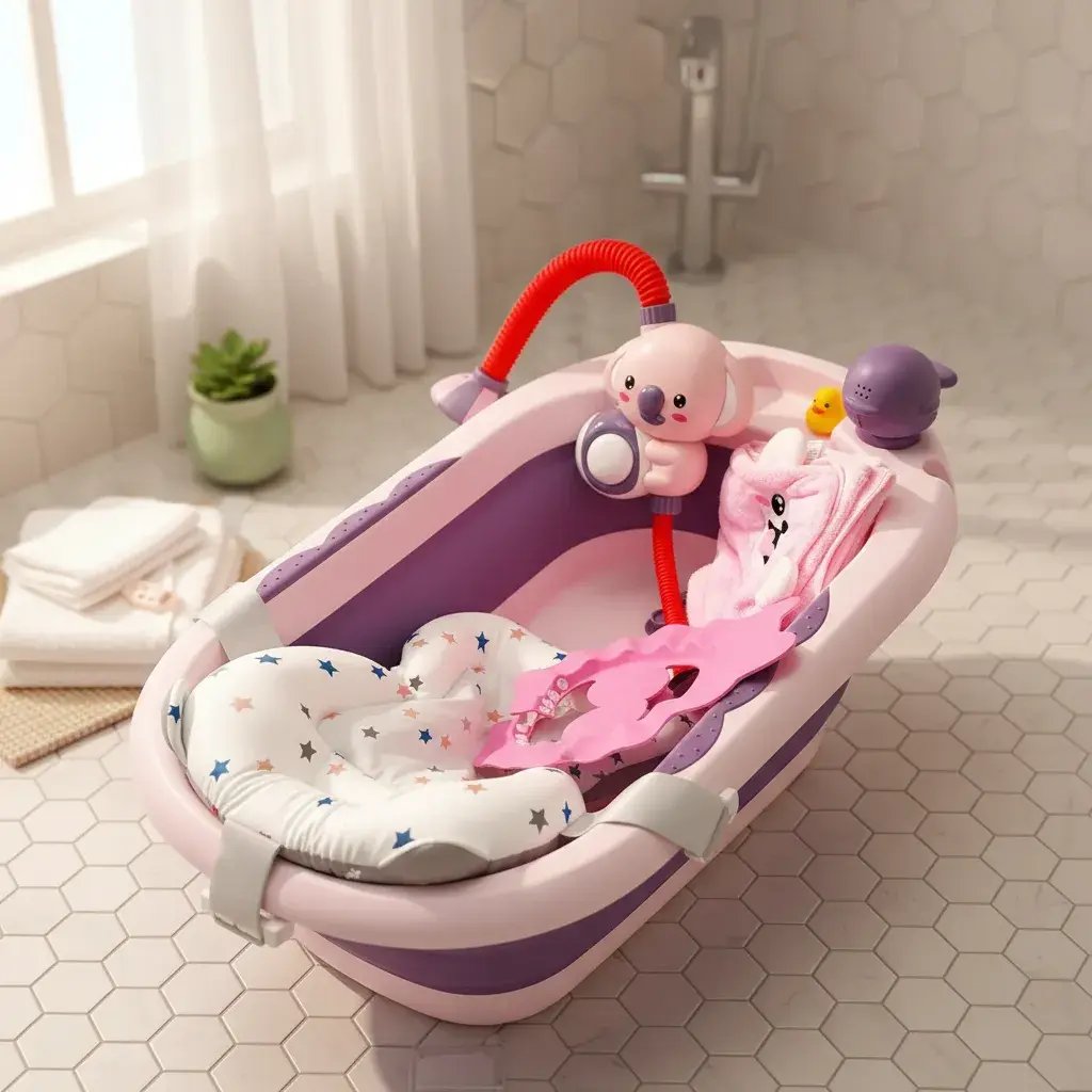 Bañera Tina Plegable Con Termómetro De Temperatura Bebe