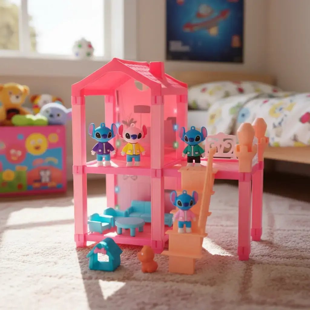 Juguete Casa Muñecas Stitch + Figuras + Muebles Para Niñas