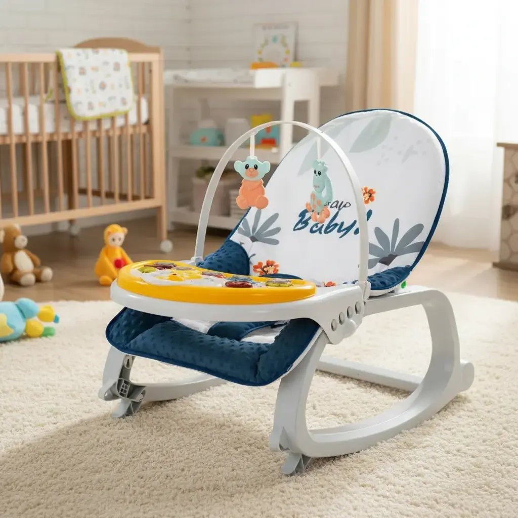 Silla Mecedora Para Bebé 4 En 1 Con Bandeja De Juegos