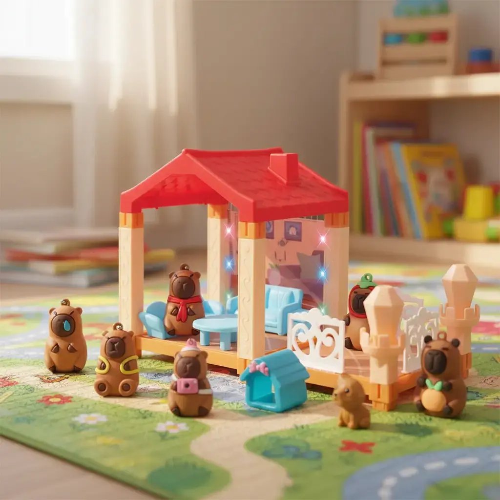 Juguete Casa De Capybaras + Figuras + Accesorios Para Niños