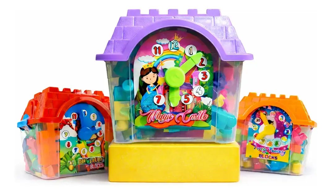 Juguete Didáctico Reloj Casa Bloques De Construcción Niños